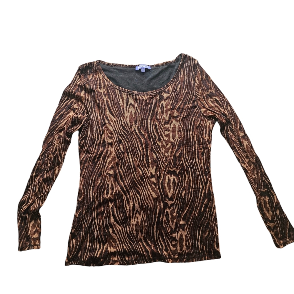 Vivienne Tam TIger Animal print Y2K Loud Chic  Mesh longsleeve top size XL‎